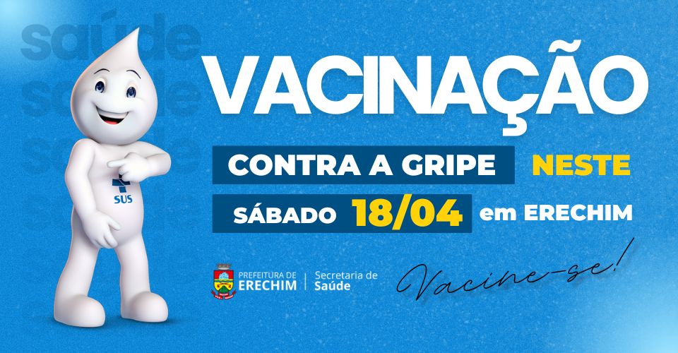 A Prefeitura de Erechim, através da Secretaria Municipal de Saúde, promove neste sábado (18) uma ação especial de vacinação contra a gripe, com atendimento na Esquina Democrática e na Feira do Produtor, das 6h30 às 12h. A iniciativa tem como foco intensificar a imunização contra a Influenza e reforçar um dos pilares mais importantes da saúde pública: a vacinação como estratégia essencial para salvar vidas, reduzir internações e evitar a sobrecarga do sistema de saúde, especialmente com a aproximação do inverno.
