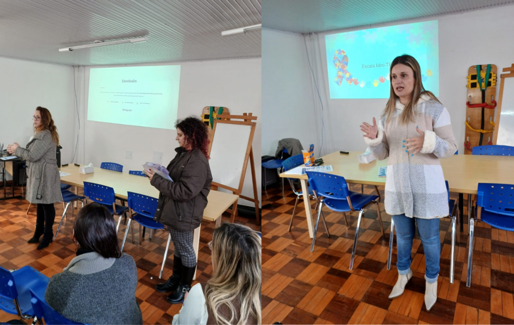 A Atenção Especializada em Saúde da Secretaria Municipal de Saúde de Erechim, por meio do Centro de Atenção Psicossocial Infantojuvenil (CAPSi) e da equipe de Navegação do Cuidado em Reabilitação Intelectual, está promovendo uma capacitação conjunta com a Atenção Primária à Saúde (APS). A iniciativa tem como foco a apresentação e qualificação do uso dos protocolos M-CHAT-R e Mini-TEA (instrumentos de rastreio usados na área da saúde para identificar sinais precoces de Transtorno do Espectro Autista (TEA) em crianças pequenas), que serão incorporados ao sistema GEMUS, prontuário eletrônico da Rede Municipal de Saúde.